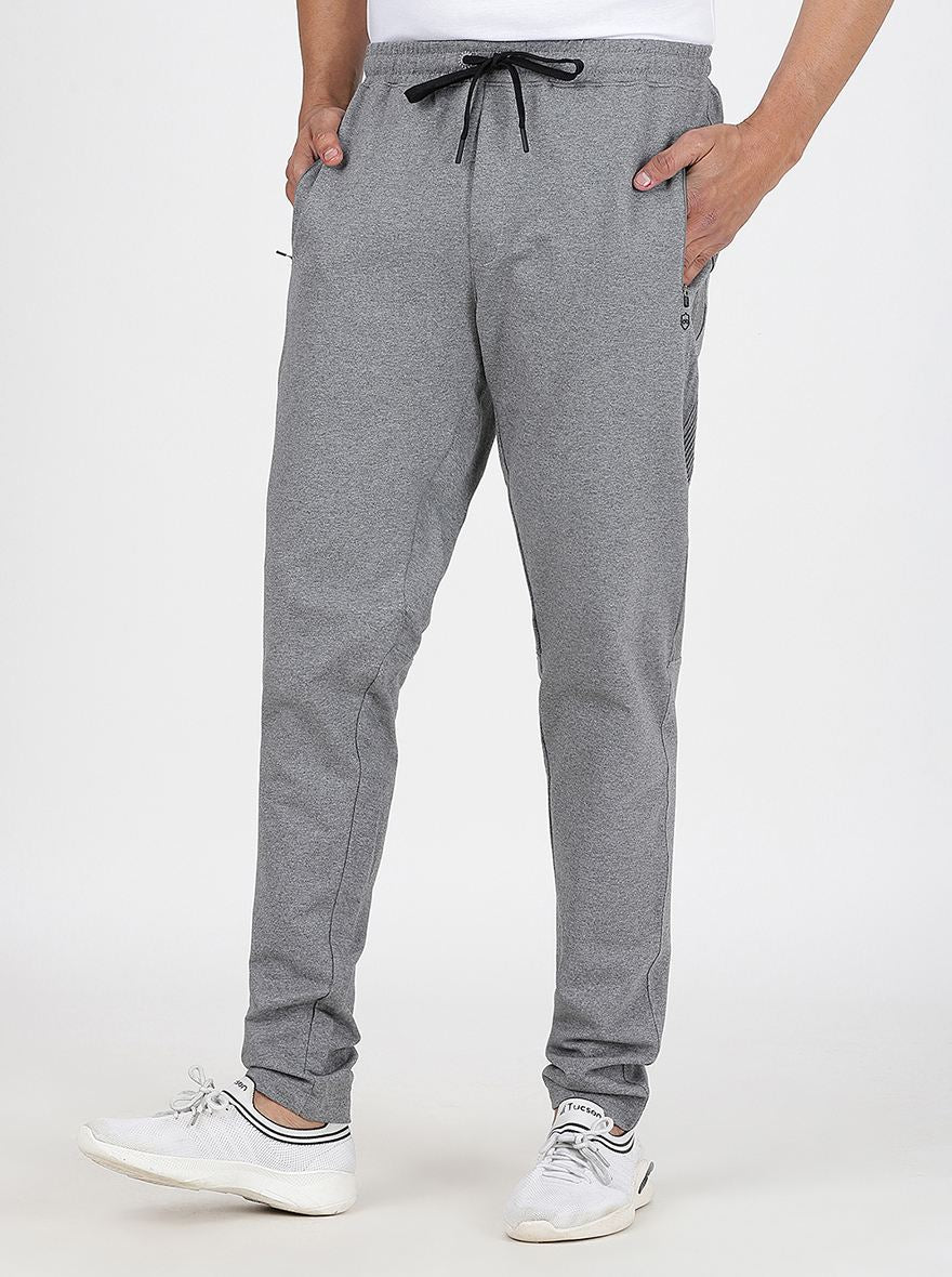 Grey Solid Slim Fit Track Pant | JadeBlue
