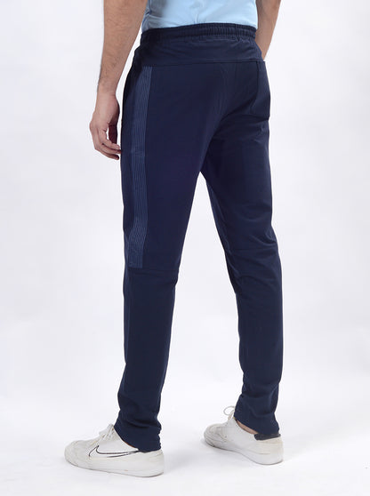 Navy Blue Solid Slim Fit Track Pant | JadeBlue