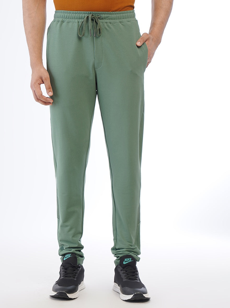 Green Solid Slim Fit Track Pant | JadeBlue