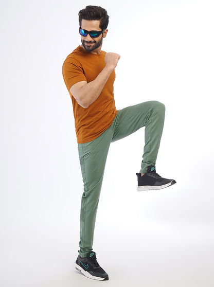 Green Solid Slim Fit Track Pant | JadeBlue