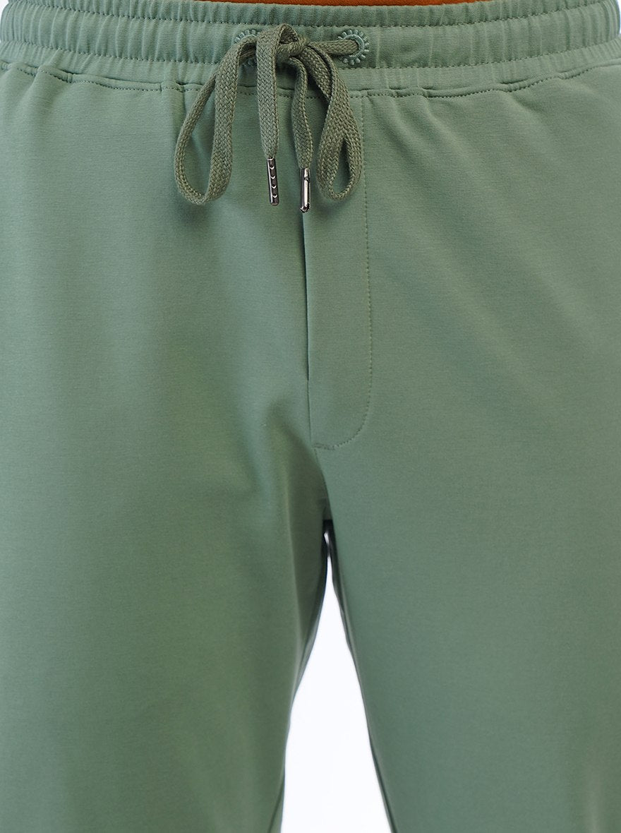 Green Solid Slim Fit Track Pant | JadeBlue