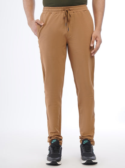 Brown Solid Slim Fit Track Pant | JadeBlue