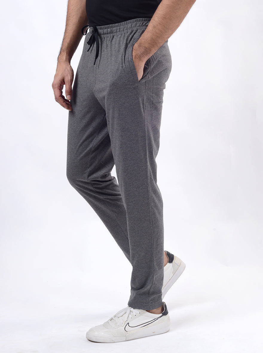 Anthra Melange Solid Regular Fit Track Pant | JadeBlue
