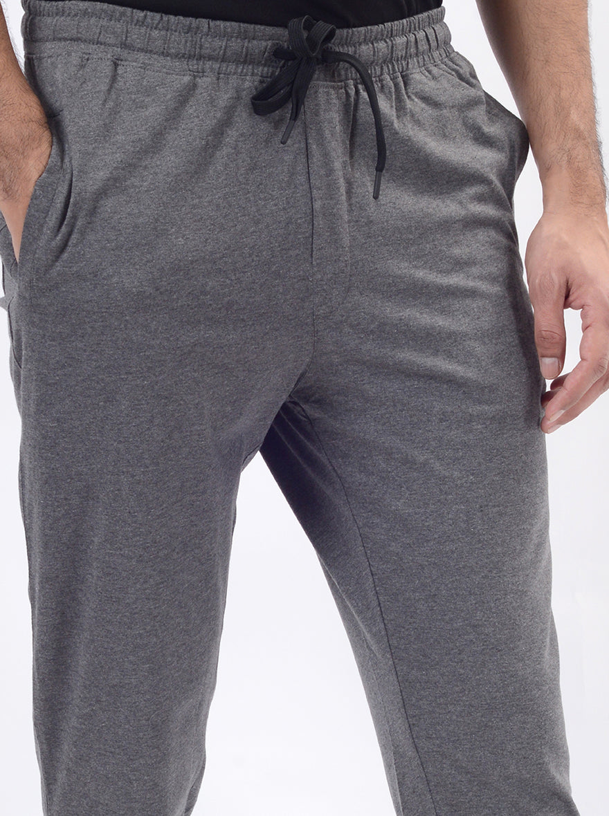 Anthra Melange Solid Regular Fit Track Pant | JadeBlue