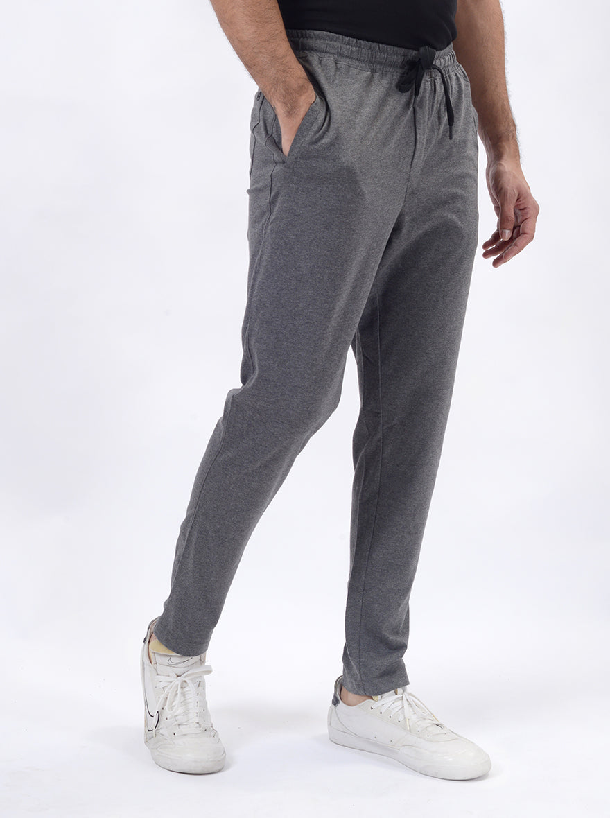 Anthra Melange Solid Regular Fit Track Pant | JadeBlue