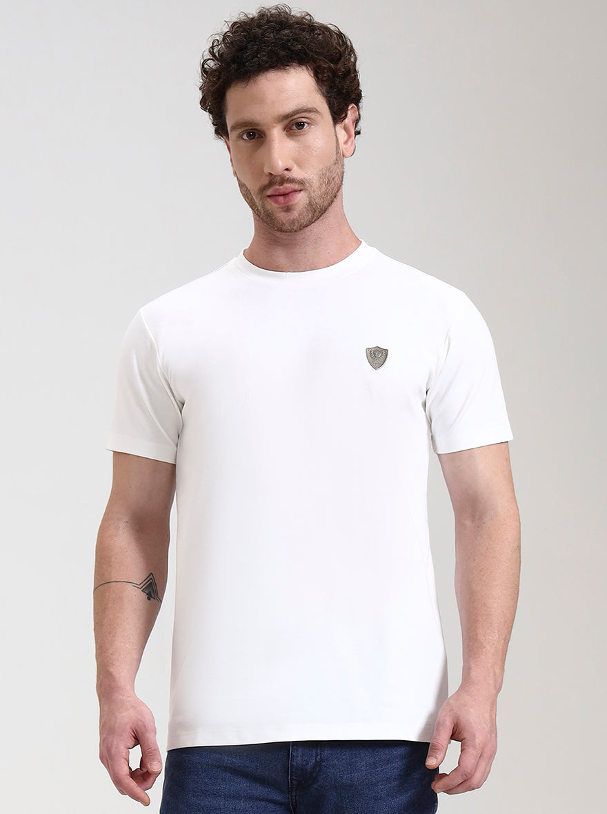White Solid Slim Fit T-Shirt | JadeBlue
