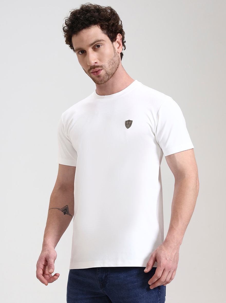 White Solid Slim Fit T-Shirt | JadeBlue