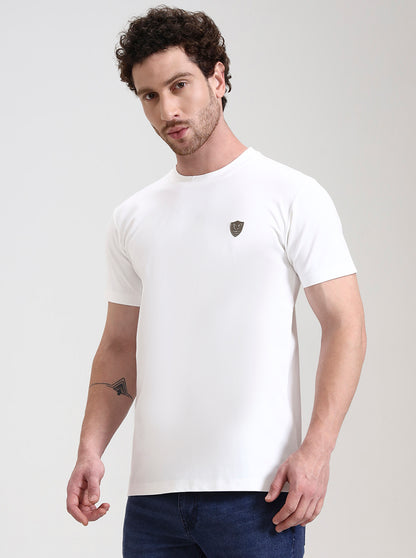 White Solid Slim Fit T-Shirt | JadeBlue