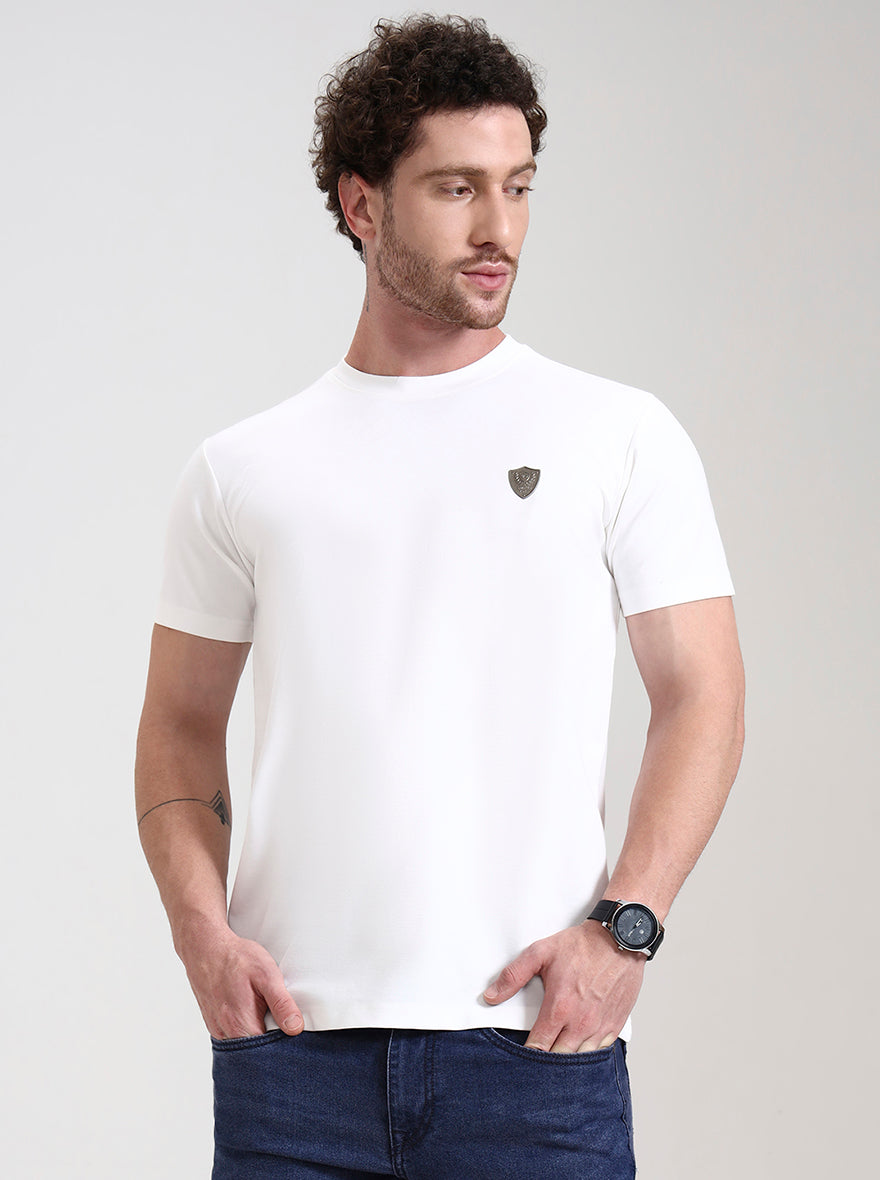 White Solid Slim Fit T-Shirt | JadeBlue