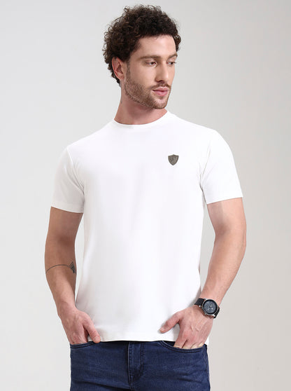 White Solid Slim Fit T-Shirt | JadeBlue