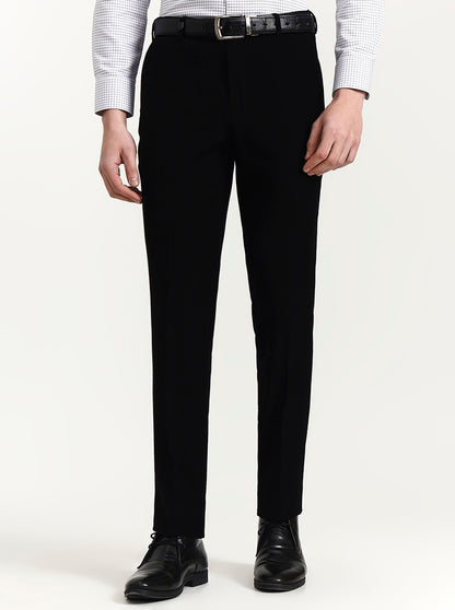 Black Solid Slim Fit Formal Trouser | Wyre