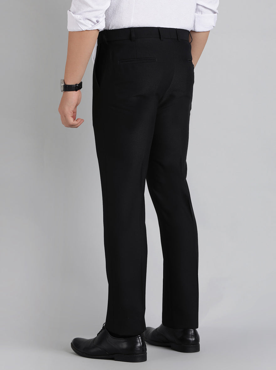 Black Solid Slim Fit Formal Trouser | Metal