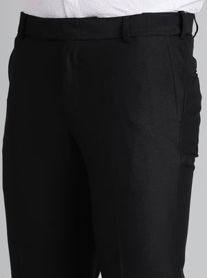 Black Solid Slim Fit Formal Trouser | Metal