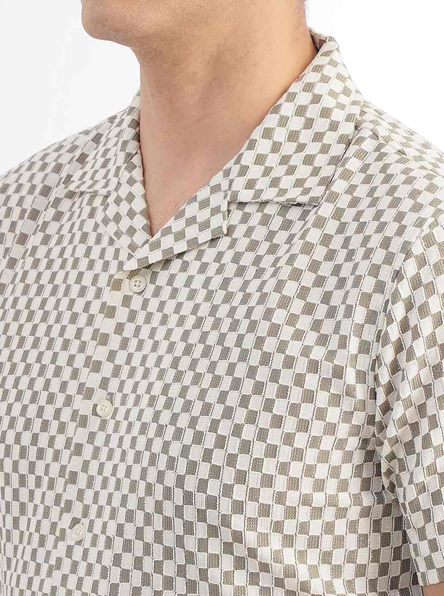Grey Striped Slim Fit Casual Shirt | JadeBlue