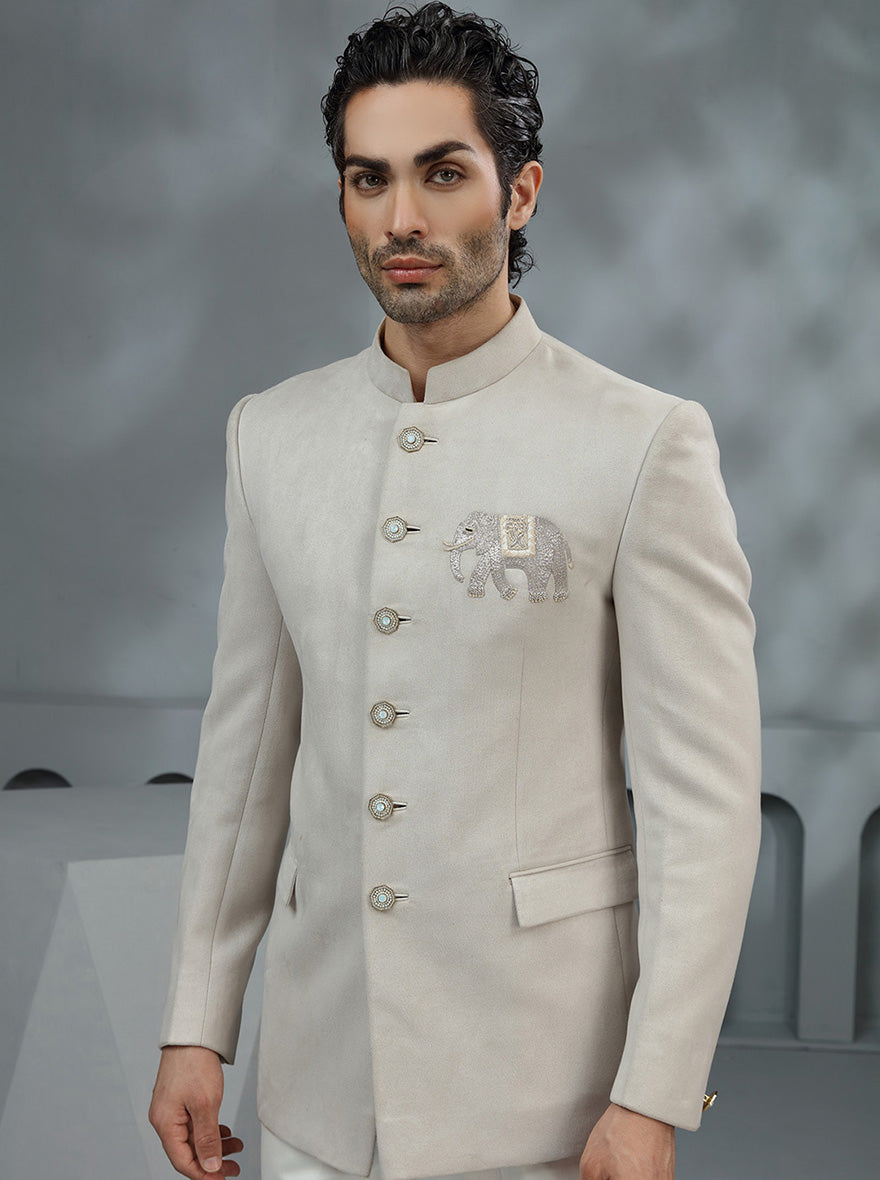 Grey Embroidered Jodhpuri Suit | TULA