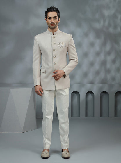 Grey Embroidered Jodhpuri Suit | TULA