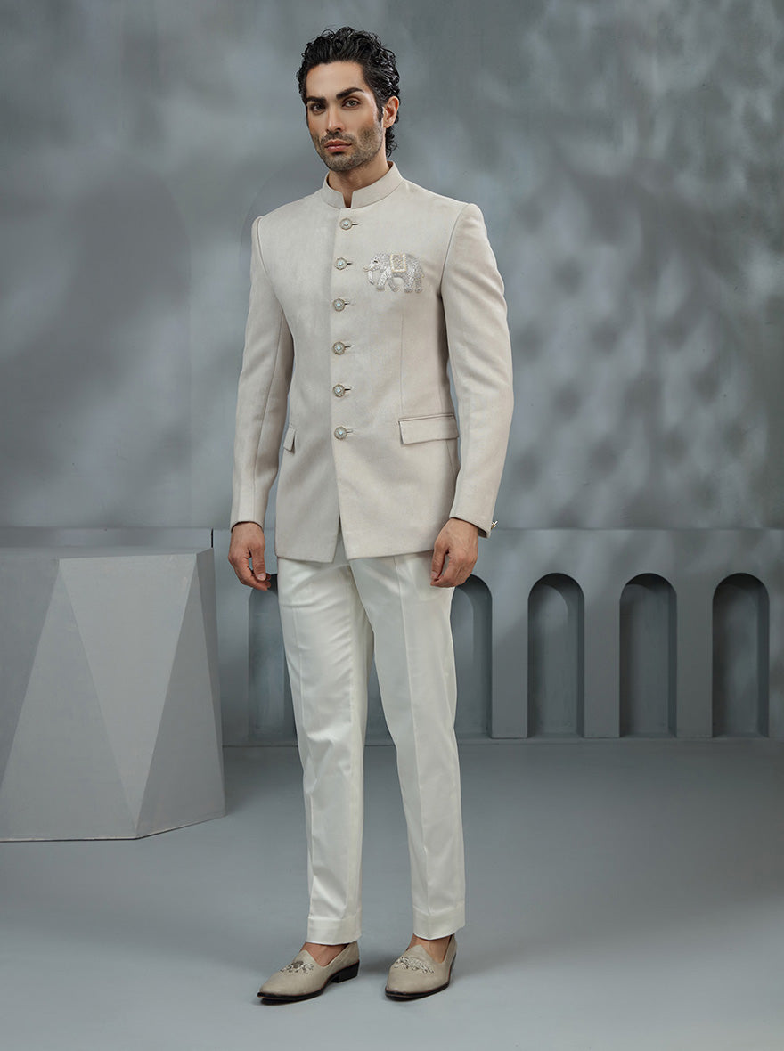 Grey Embroidered Jodhpuri Suit | TULA