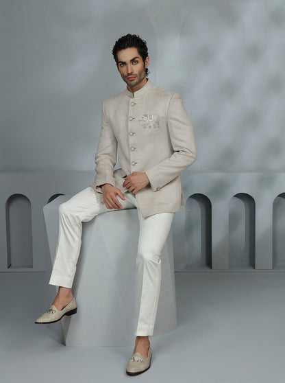 Grey Embroidered Jodhpuri Suit | TULA