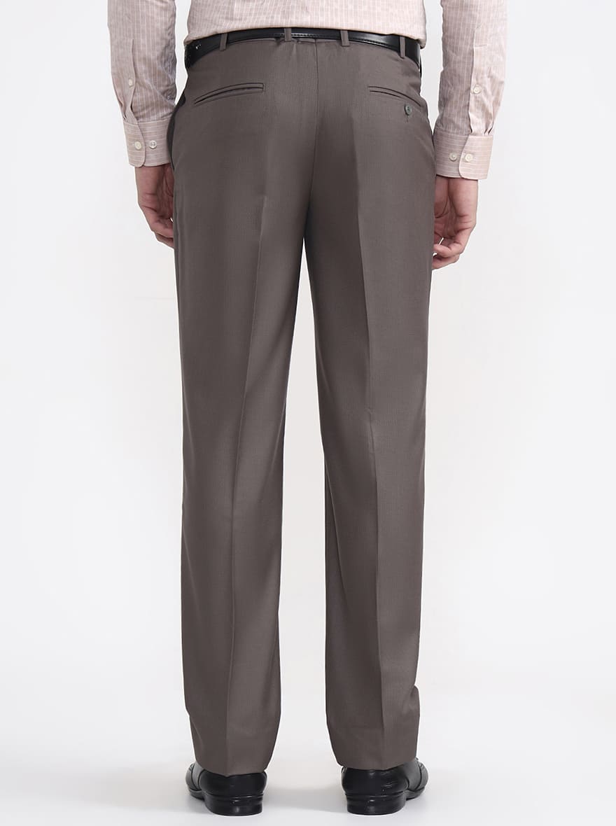 Dark Grey Printed Regular Fit Formal Trouser | JadeBlue