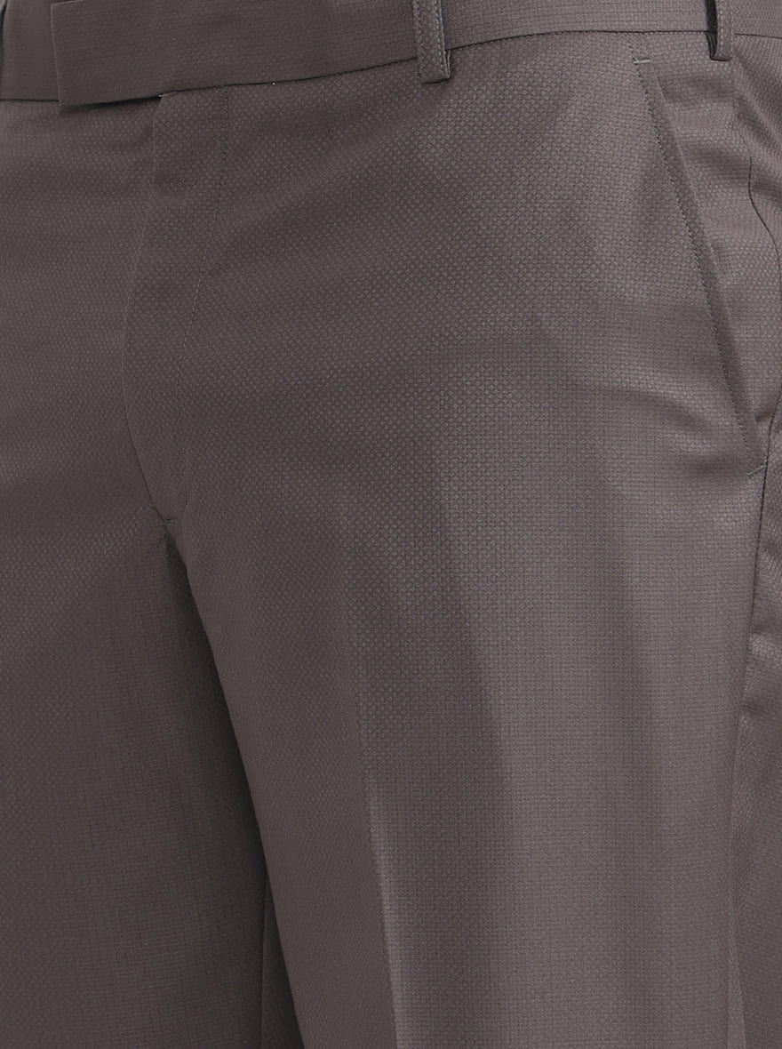 Dark Grey Printed Regular Fit Formal Trouser | JadeBlue