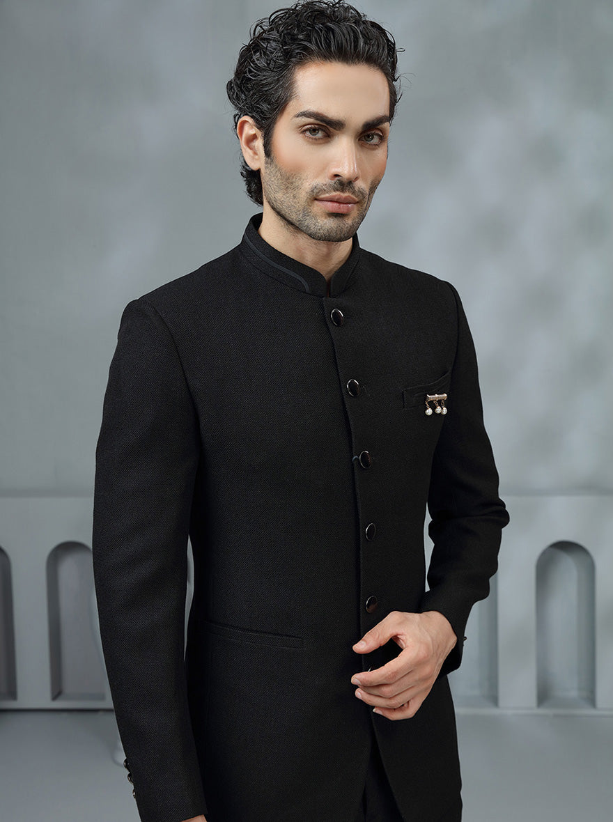 Black Embroidered Jodhpuri Suit | JadeBlue