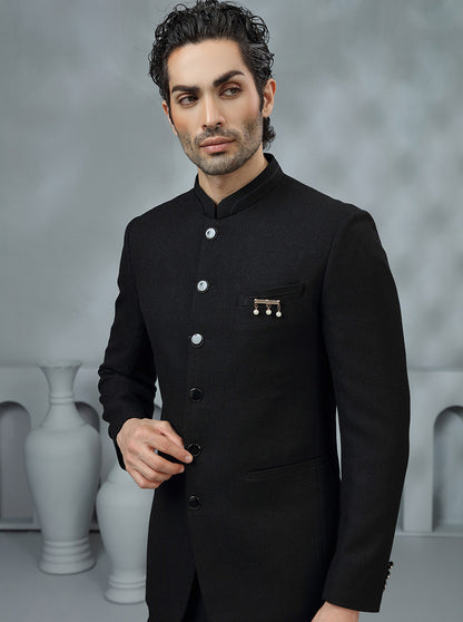 Black Embroidered Jodhpuri Suit | JadeBlue