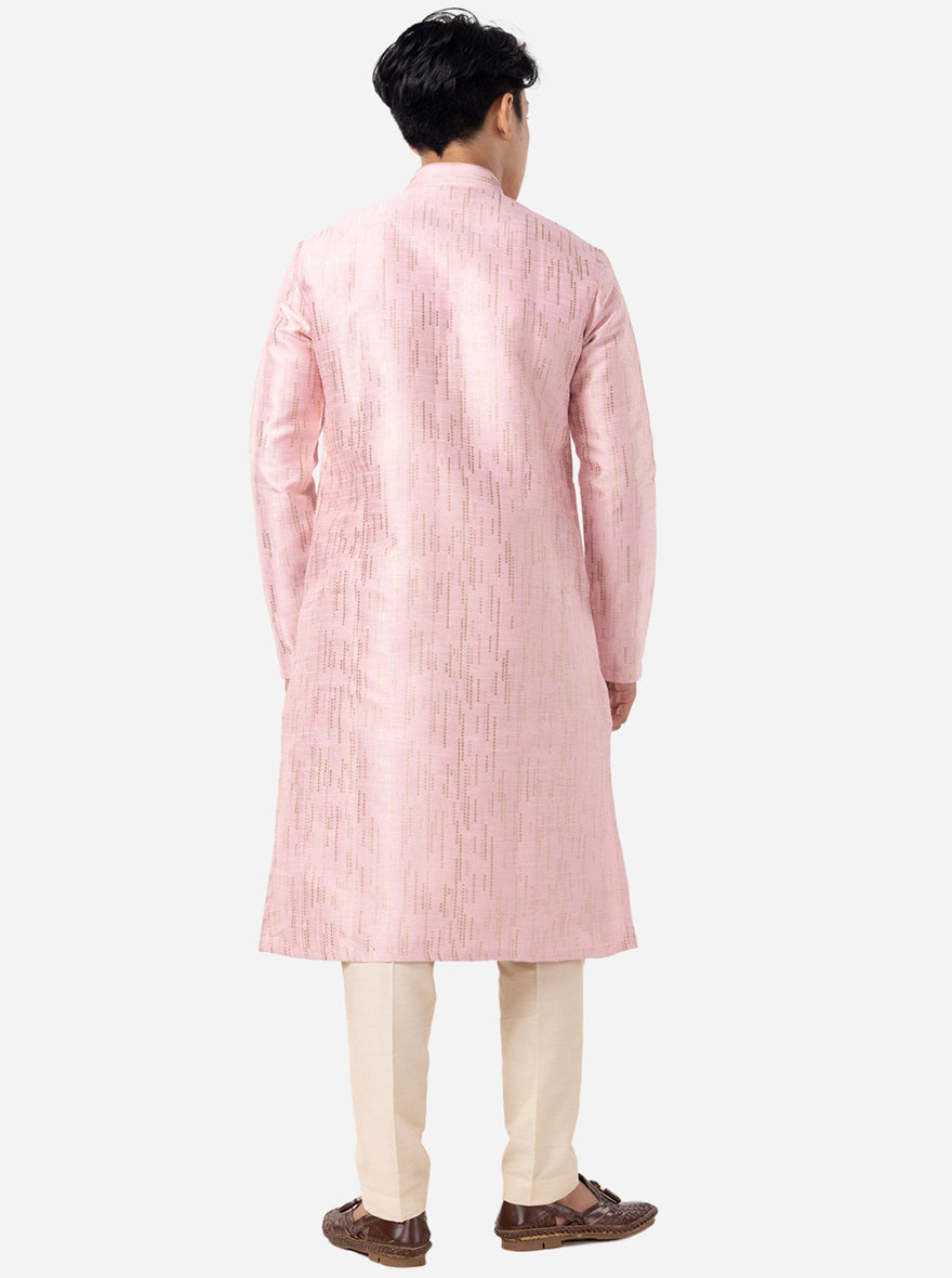 Trendy Blush Pink Self Textured Kurta | The Kurta Company