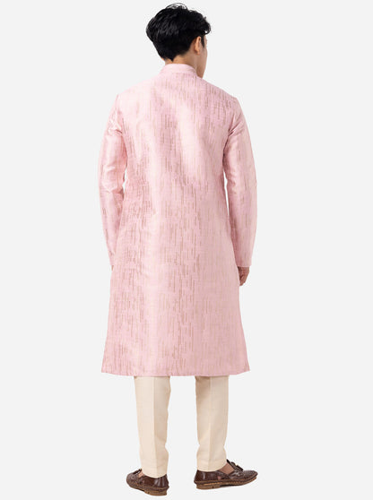 Trendy Blush Pink Self Textured Kurta | The Kurta Company