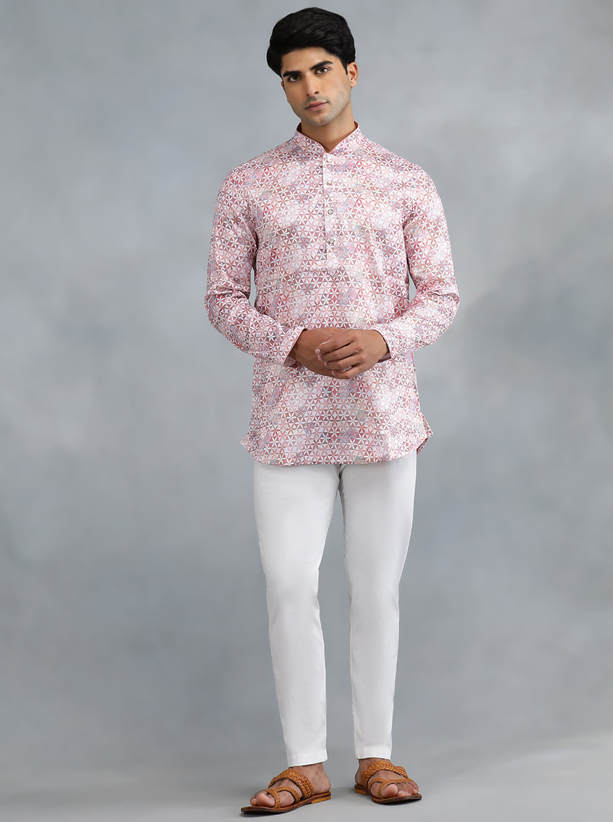 Dusty Pink Self Design Kurta | The Kurta Company