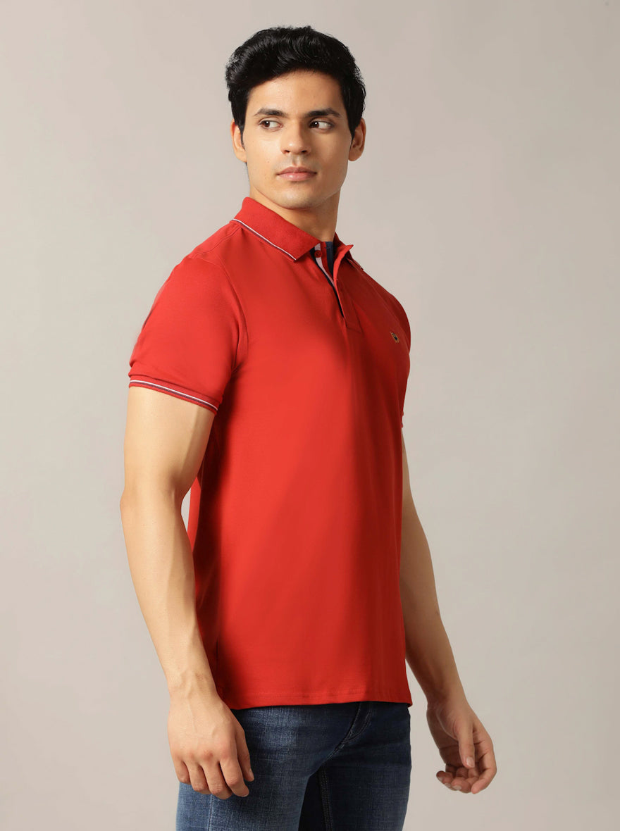 Rust Solid Slim Fit Polo T-Shirt | JadeBlue