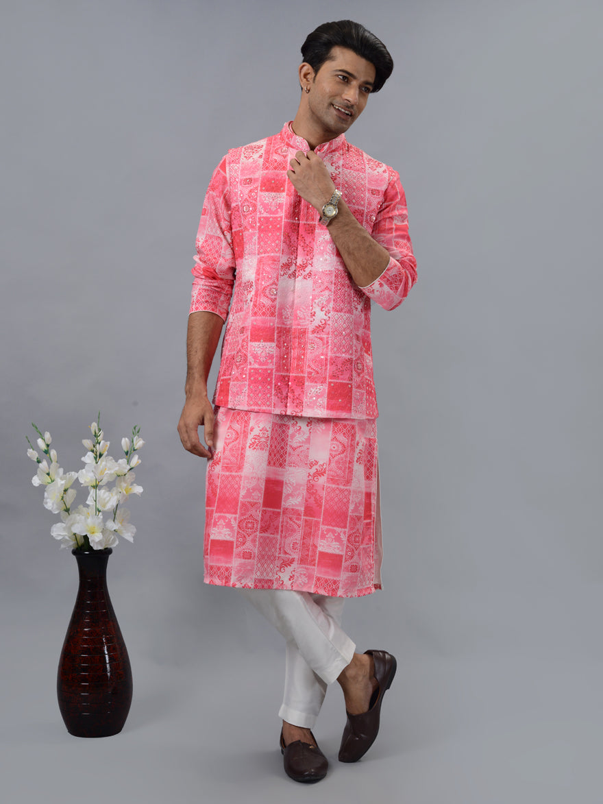 Pink Kurta Set with Koti | TULA