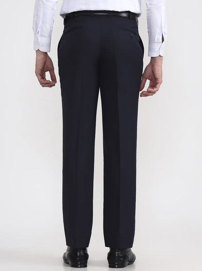 Blue Solid Regular Fit Formal Trouser | JadeBlue