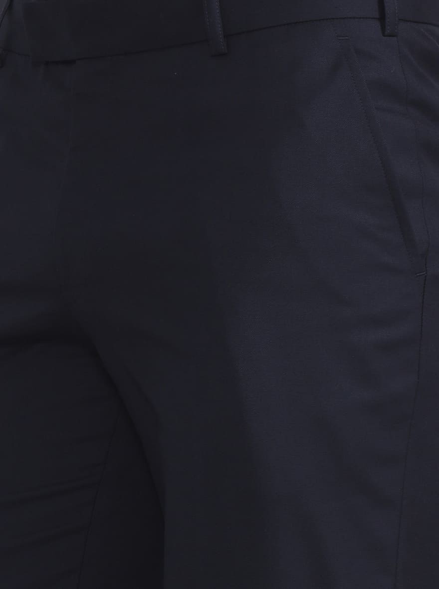 Blue Solid Regular Fit Formal Trouser | JadeBlue