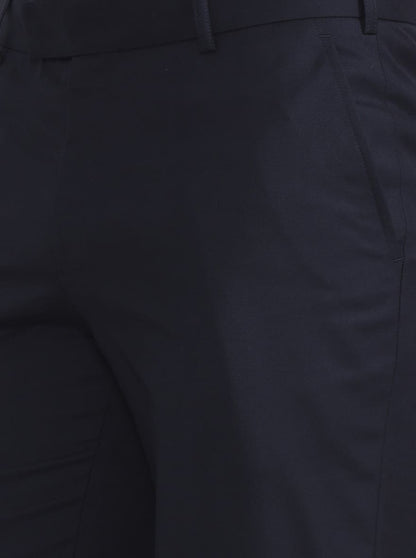 Blue Solid Regular Fit Formal Trouser | JadeBlue