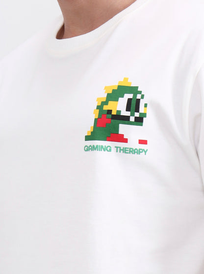 White Printed Oversize Fit T-Shirt | Greenfibre