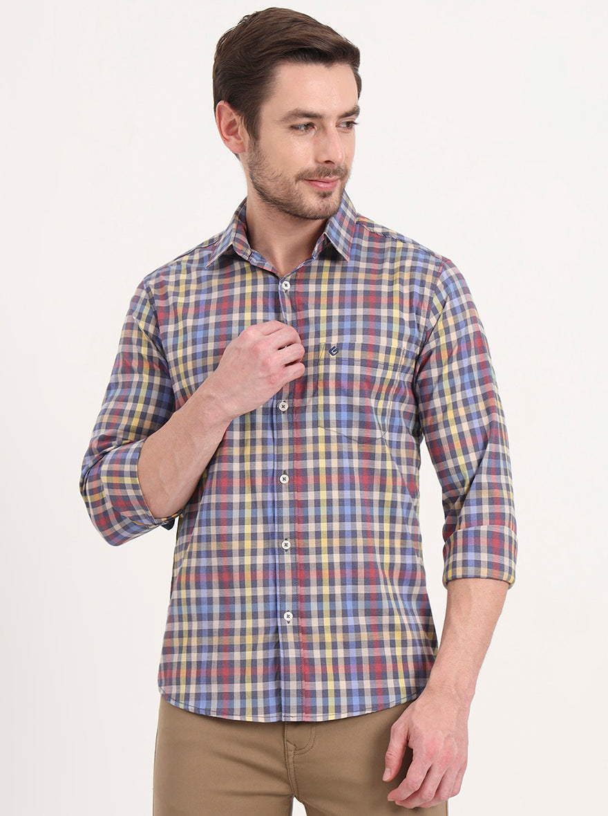 Multicolor Checked Slim Fit Casual Shirt | Greenfibre