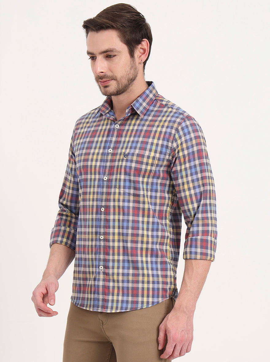 Multicolor Checked Slim Fit Casual Shirt | Greenfibre