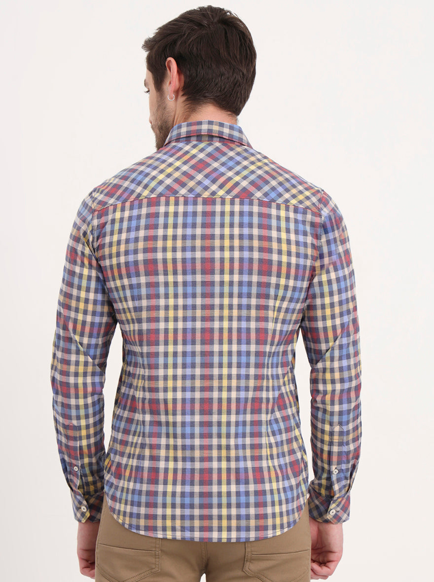Multicolor Checked Slim Fit Casual Shirt | Greenfibre