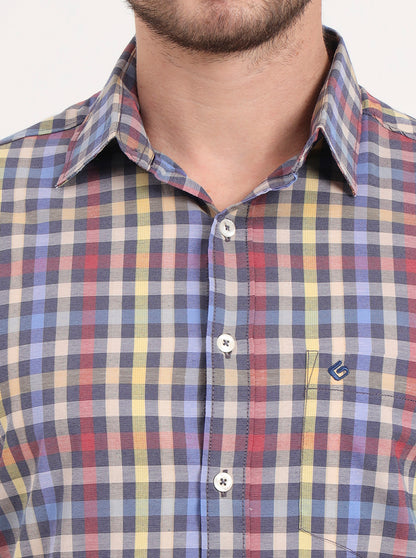 Multicolor Checked Slim Fit Casual Shirt | Greenfibre