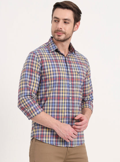 Multicolor Checked Slim Fit Casual Shirt | Greenfibre