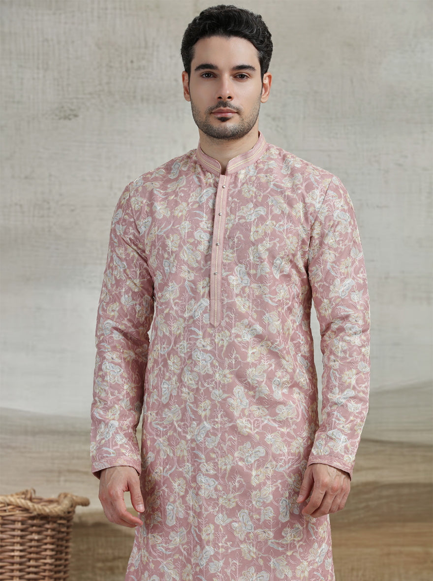 Onion Pink Printed Kurta Pajama | Virasana