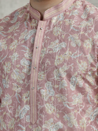 Onion Pink Printed Kurta Pajama | Virasana