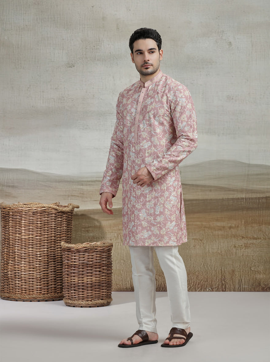 Onion Pink Printed Kurta Pajama | Virasana