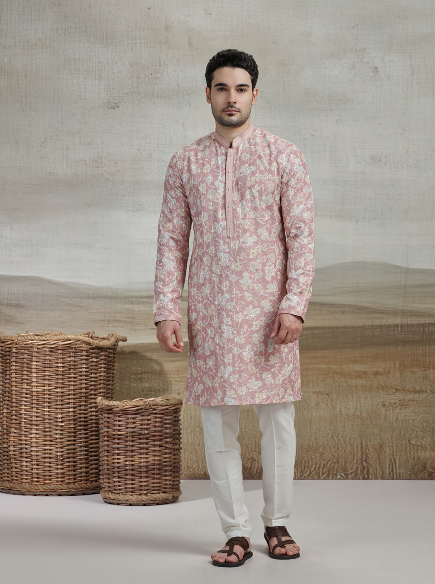 Onion Pink Printed Kurta Pajama | Virasana