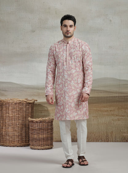 Onion Pink Printed Kurta Pajama | Virasana