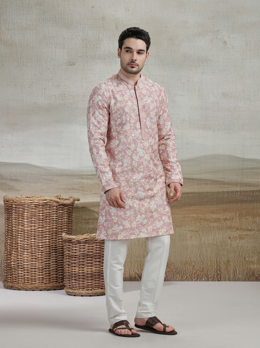 Onion Pink Printed Kurta Pajama | Virasana