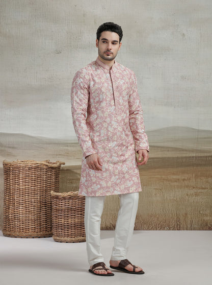 Onion Pink Printed Kurta Pajama | Virasana