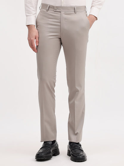 Fawn Solid Slim Fit Formal Trouser | JadeBlue Super Luxe