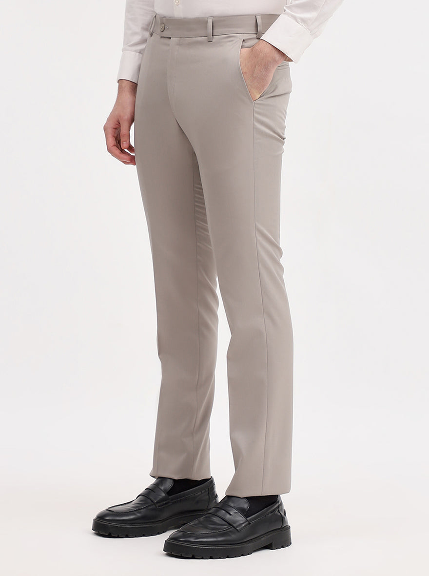 Fawn Solid Slim Fit Formal Trouser | JadeBlue Super Luxe