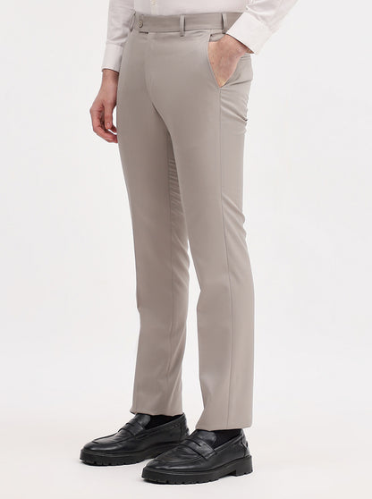 Fawn Solid Slim Fit Formal Trouser | JadeBlue Super Luxe